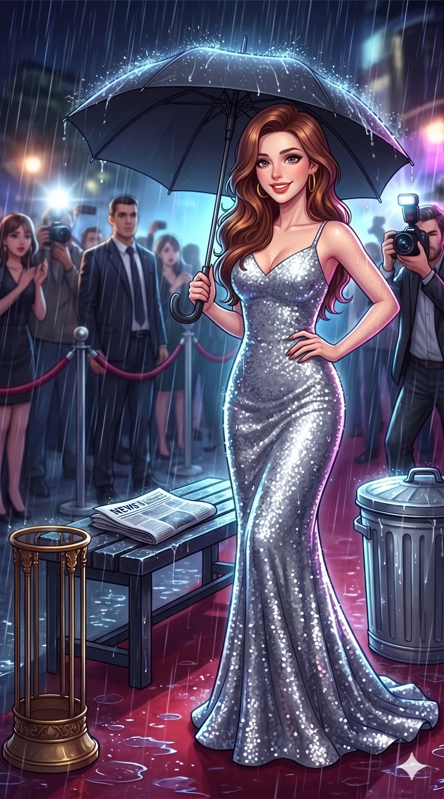 Mia makes her red carpet comeback under an umbrella
